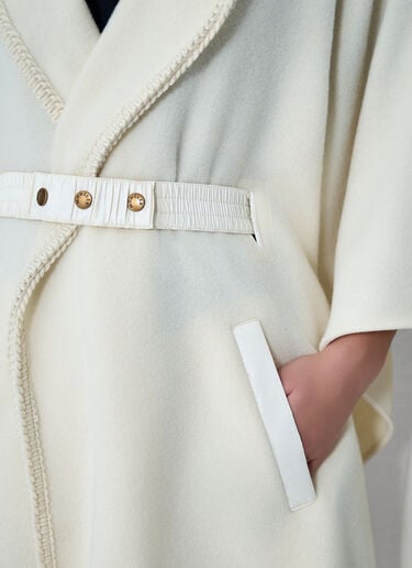 Belted Fringe Cape Moncler Belted Fringe Cape White mon0262020