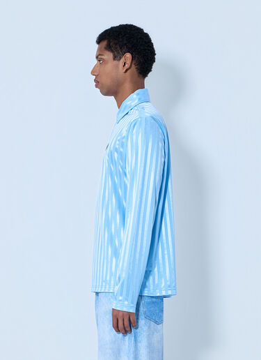 Metalwood Striped Long Sleeve Polo Shirt Blue met0164003