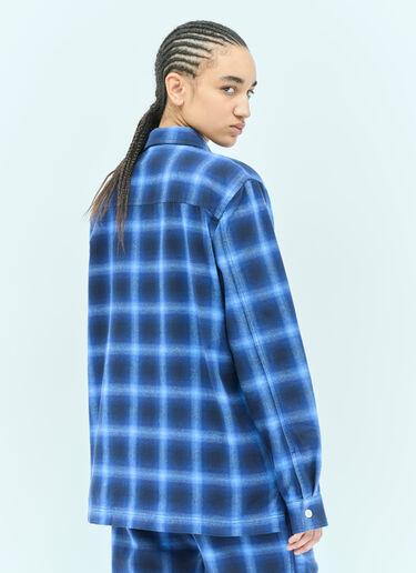 Tekla Plaid Pyjama Shirt Navy tek0355008