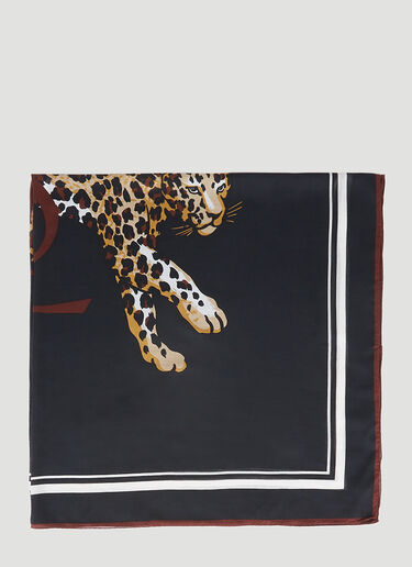 Saint Laurent Leopard Print Square Scarf Black sla0252101