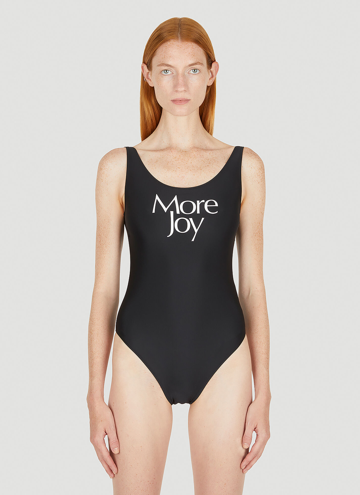 Shop More Joy Logo Print Swimsuit In Black