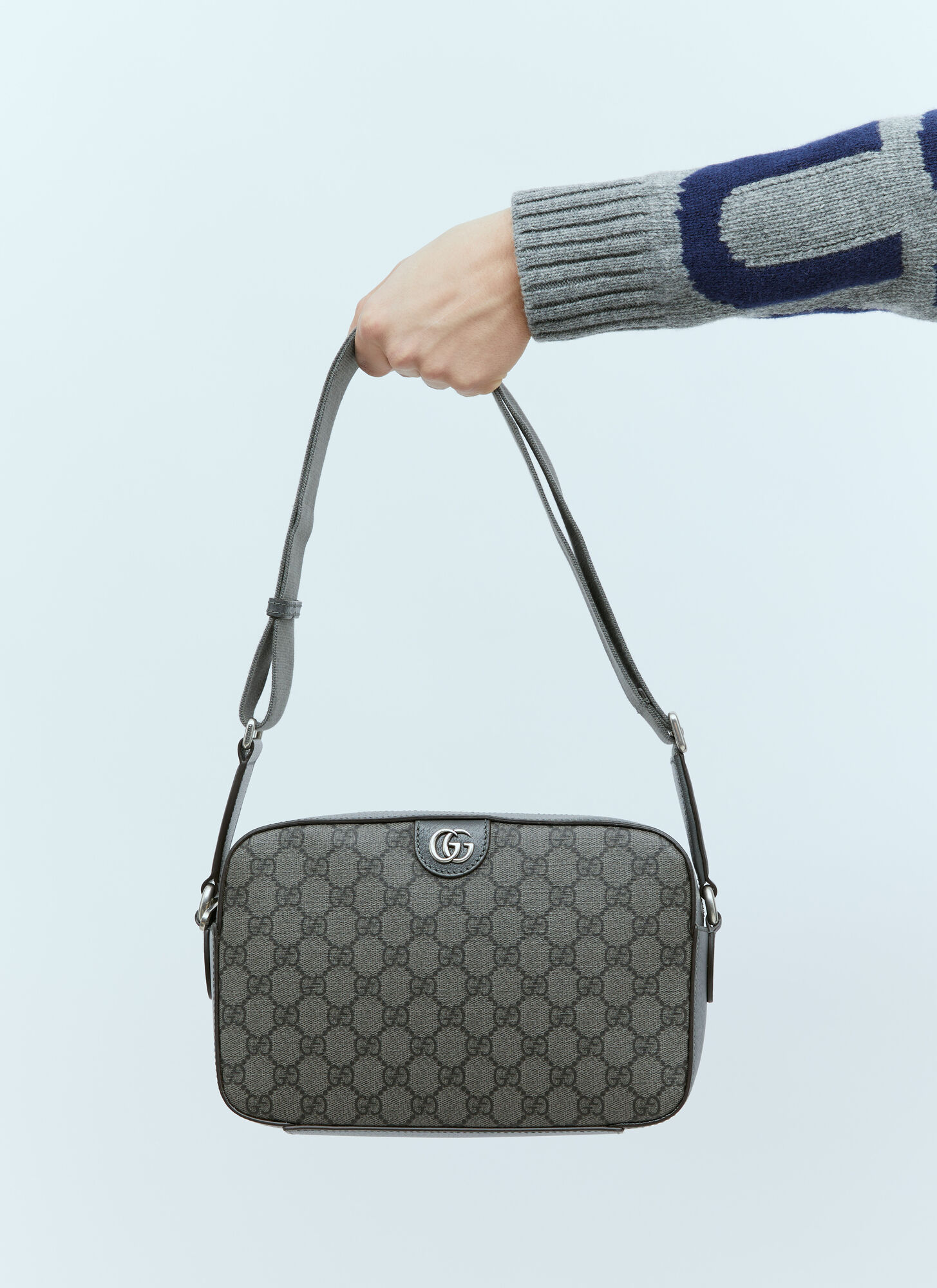 Shop Gucci Ophidia Medium Crossbody Bag In Grey