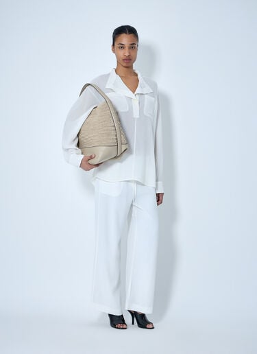 TOTEME Wide-Leg Trousers with Drawstring Waist White tot0264007