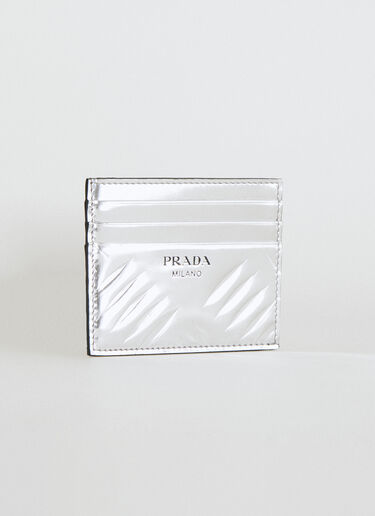 Prada Debossed Logo Metallic Cardholder Silver pra0154016