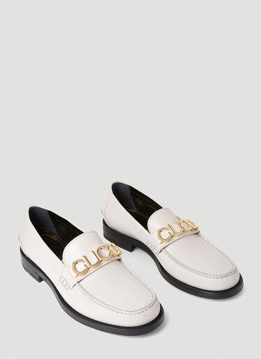 Gucci Logo Plaque Loafers White guc0252089