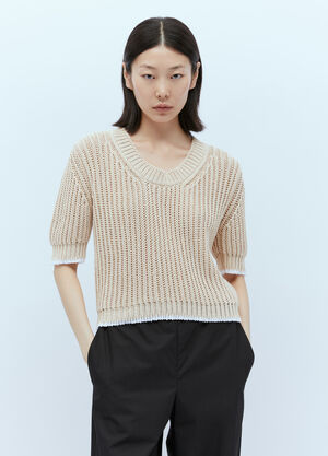 Moncler Short-Sleeve Sweater Beige mon0256028