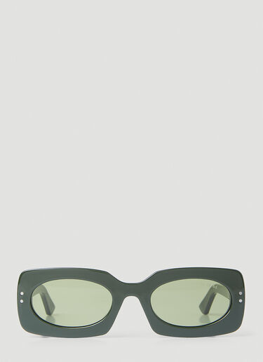 Clean Waves Inez & Vinoodh Low Rectangle Sunglasses Green clw0353007