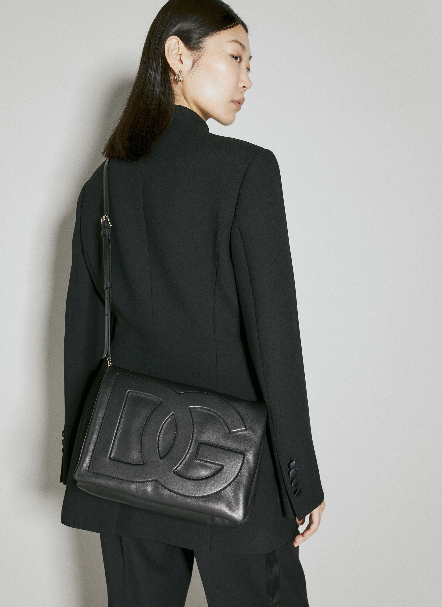 Shop Dolce & Gabbana Dg Leather Padded Shoulder Bag In Black