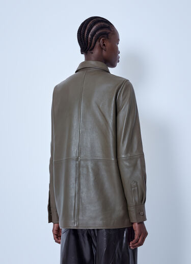 LN-CC® - RÓHE: Leather Pankou Closure Overshirt - Green RÓHE Leather Pankou Closure Overshirt Green roe0266017