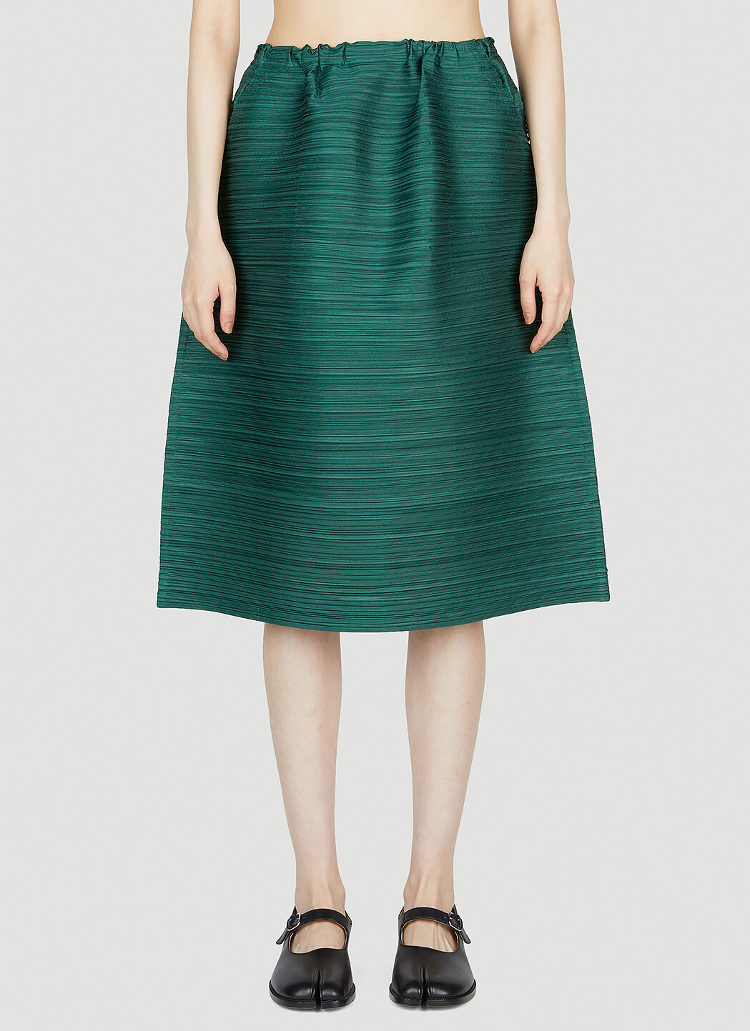 Pleats Please Issey Miyake Jacquard A-Line Skirt in Green | LN-CC®