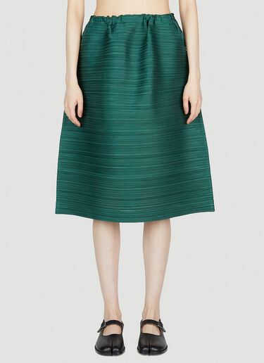 Pleats Please Issey Miyake Jacquard A-Line Skirt in Green