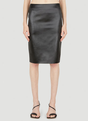 Saint Laurent Satin Pencil Skirt Black sla0247026