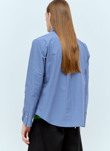 Miu Miu Logo Embroidery Checked Shirt Blue miu0356003