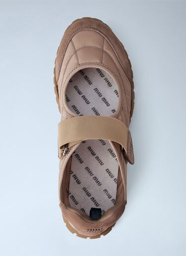 LN-CC® - Miu Miu: Tyre Technical Fabric And Suede Ballerinas - Beige Miu Miu Tyre Technical Fabric And Suede Ballerinas Beige miu0265022