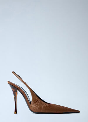 Saint Laurent Slingback Stiletto Heels Brown sla0264023