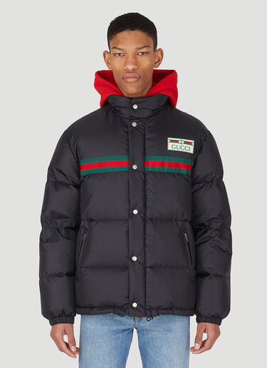 Gucci 织带条纹绗缝羽绒服 黑色 guc0147047