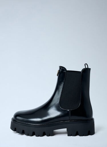 Logo Plaque Ankle Boots Prada Logo Plaque Ankle Boots Black pra0262054