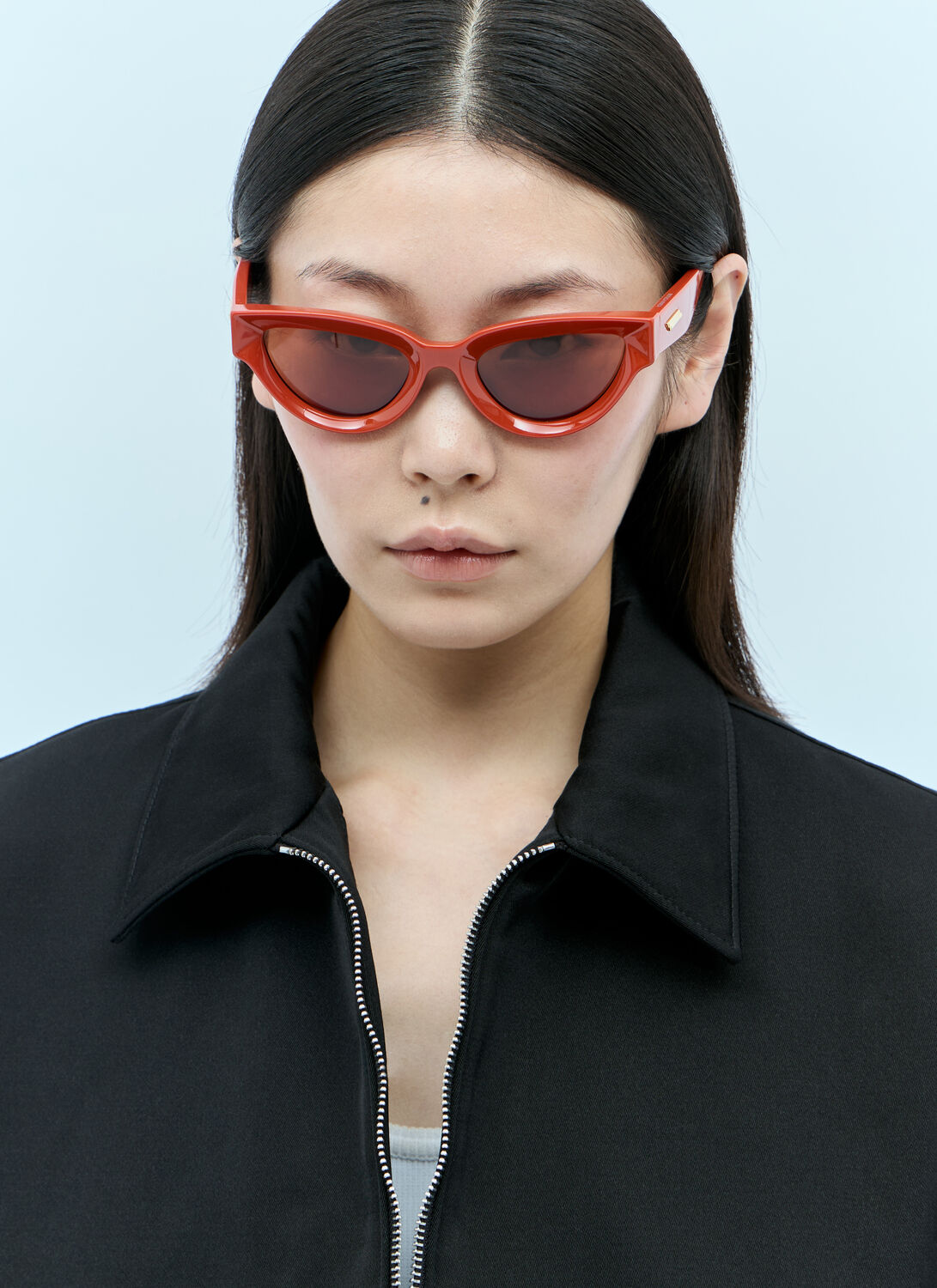 Shop Bottega Veneta Sharp Cat Eye Sunglasses In Orange