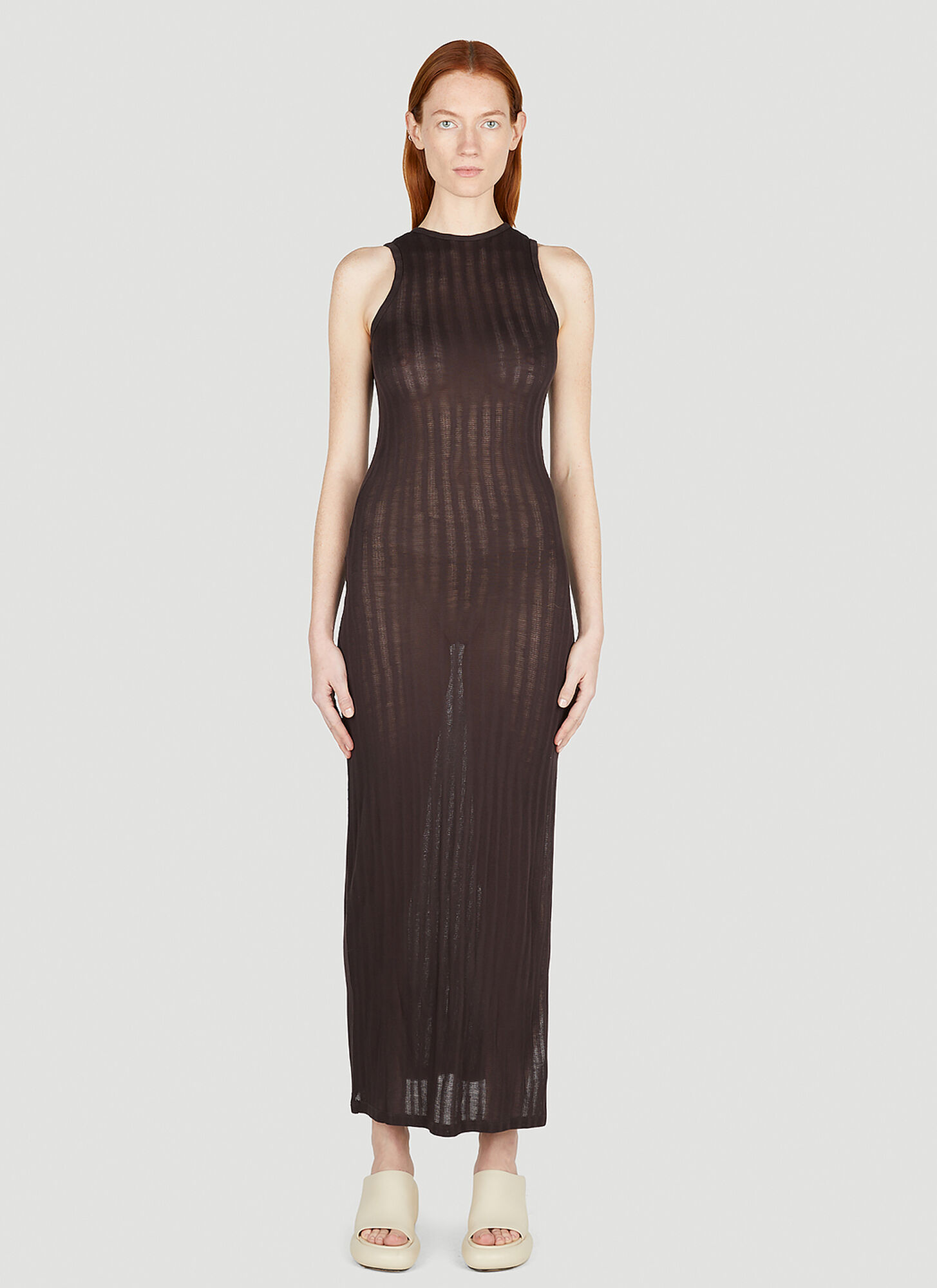 Shop Eckhaus Latta Shrunk Dress In Brown