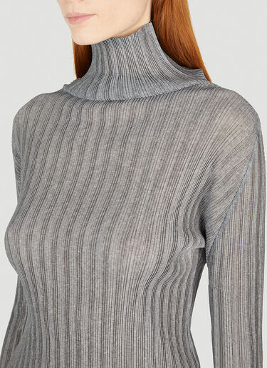 Pleats Please Issey Miyake Rib Pleats High Neck Top Grey plp0252009