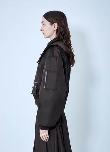 GANNI Duchesse Nylon Bomber Jacket Dark Brown gan0263026