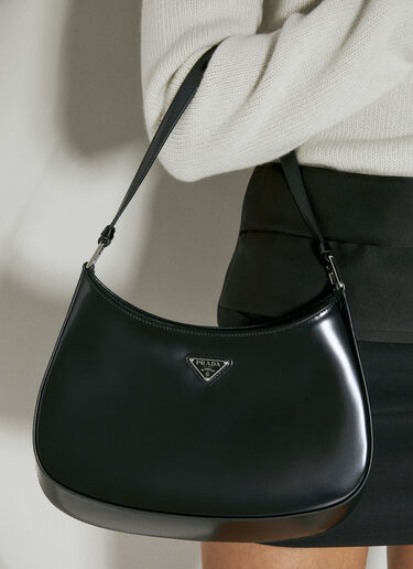 Prada Cleo Leather Shoulder Bag Black pra0254029