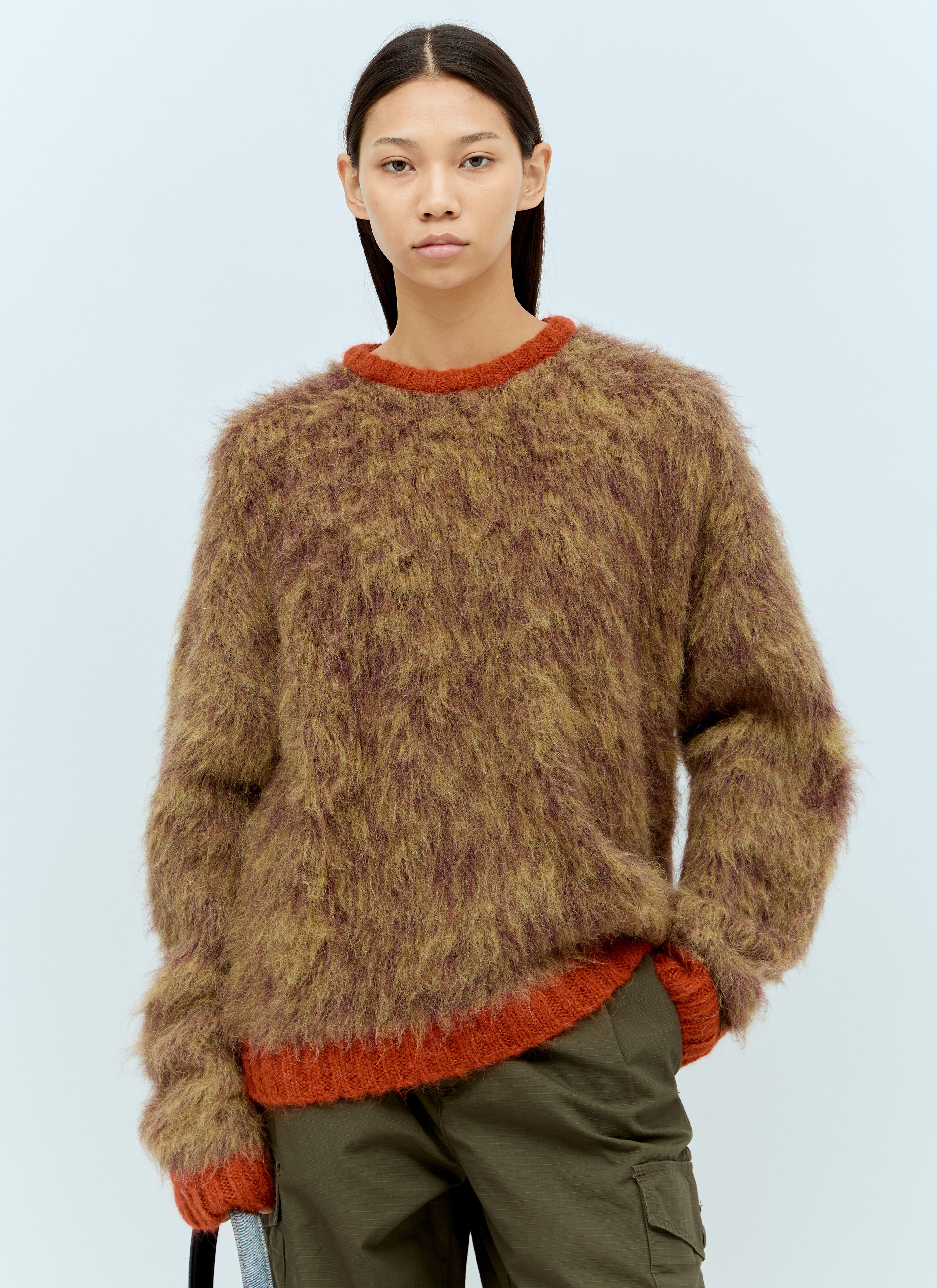 Burberry Marled Alpaca Crewneck Sweater Red bur0254010
