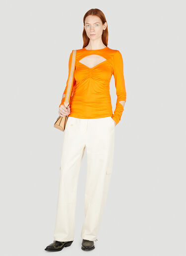 GANNI Cutout Long Sleeve Top Orange gan0252011