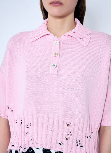 Marni Distressed Knit Polo Shirt Pink mni0259010