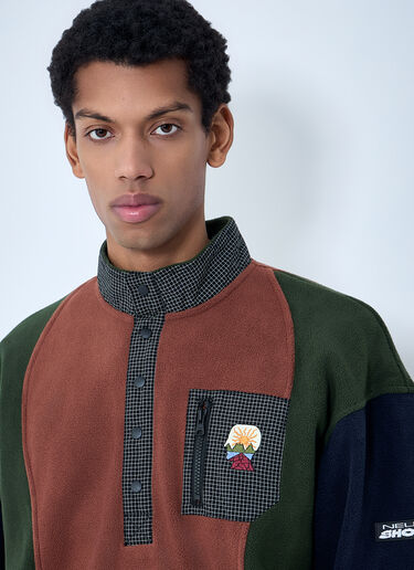 Brain Dead Fleece Pullover With Button Placket Navy bra0162012