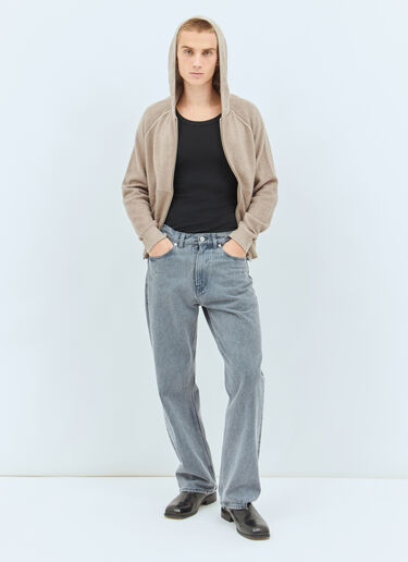 Acne Studios Wool-Blend Zip-Up Hooded Cardigan Beige acn0157020