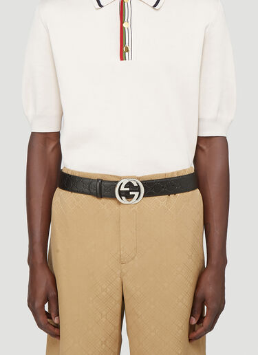 Gucci GG Monogram Leather Belt Black guc0141051