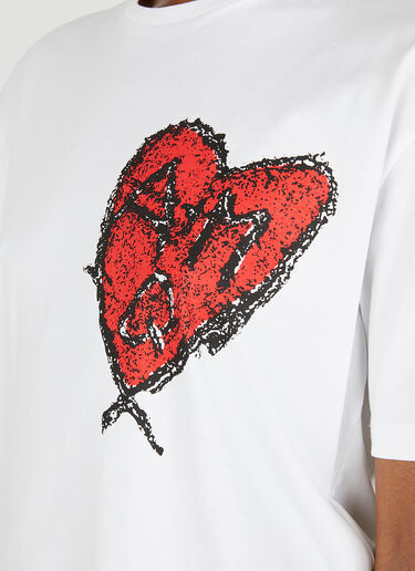 Alexander McQueen Heart Logo Print T-Shirt White amq0249018