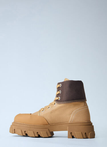 LN-CC® - GANNI: Cleated Canvas Trail Boots - Brown GANNI Cleated Canvas Trail Boots Brown gan0266017