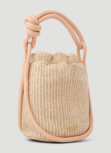 GANNI Small Knot Bucket Handbag Beige gan0253044