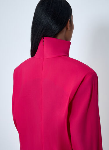 High Neck Long Sleeve Dress Saint Laurent High Neck Long Sleeve Dress Red sla0262003