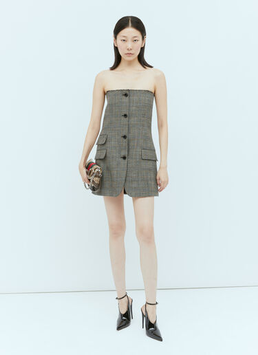 プリンスオブウェールズウールのミニドレス Gucci プリンスオブウェールズウールのミニドレス グレー guc0254003