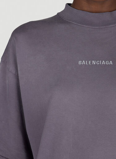 Balenciaga Medium-Fit Logo Print T-Shirt Purple bal0254016