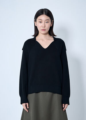 Bottega Veneta Ribbed Cotton Sweater Black bov0260004