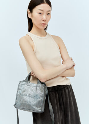Acne Studios Logo Embossed Mini Tote Bag Silver acn0256041