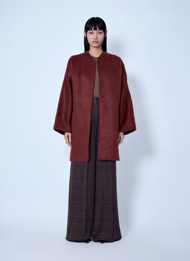Max Mara Short Alpaca and Wool Coat Burgundy max0266216