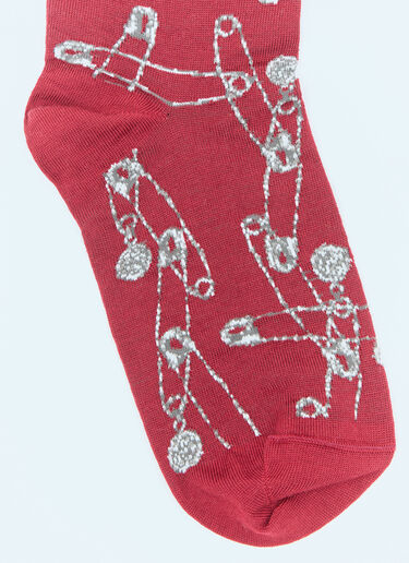 Vivienne Westwood Orb Knee-High Socks Burgundy vvw0258002