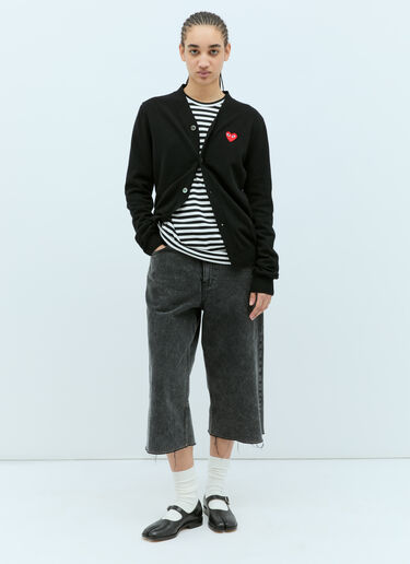 Comme Des Garçons PLAY Logo Patch Wool Cardigan Black cpl0355021