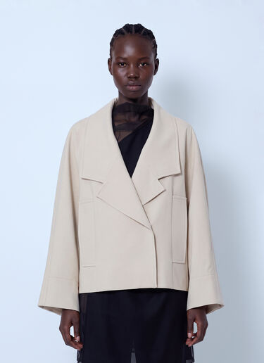 LN-CC® - Sportmax: Oversized Notched Collar Jacket - Beige Sportmax Oversized Notched Collar Jacket Beige spx0266214