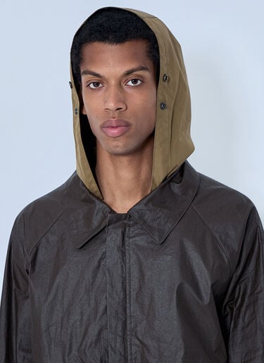 Lemaire Hooded Waxed Jacket Brown lem0164003