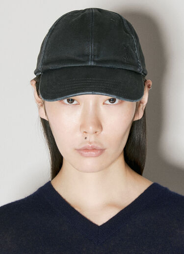 Saint Laurent Cassandre Denim Baseball Cap Black sla0255074