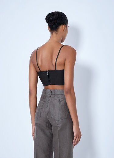 LN-CC® - Rick Owens: V-Neck Leather Crop Top - Black Rick Owens V-Neck Leather Crop Top Black ric0265015