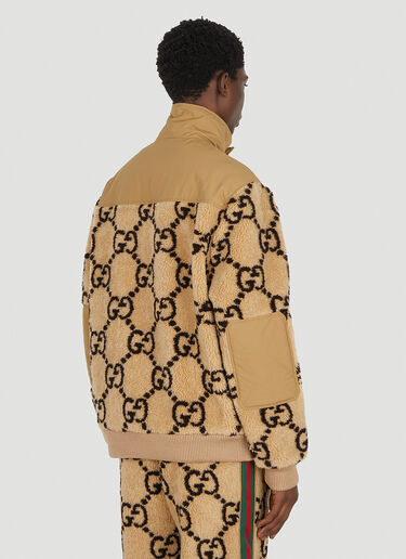 Gucci GG Jacquard Faux Fur Half-Zip Jacket Camel guc0151045