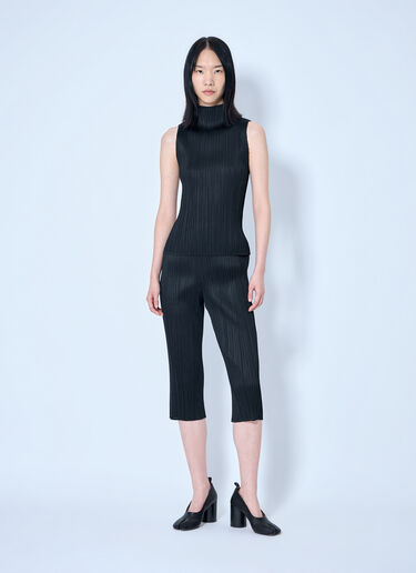 Pleats Please Issey Miyake Pleated Cropped Trousers Black plp0264014
