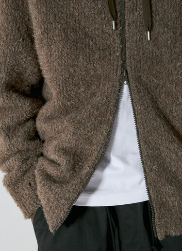 Comme des Garçons Homme Fluffy Knit Hooded Zip-Up Sweatshirt Brown cdh0154005